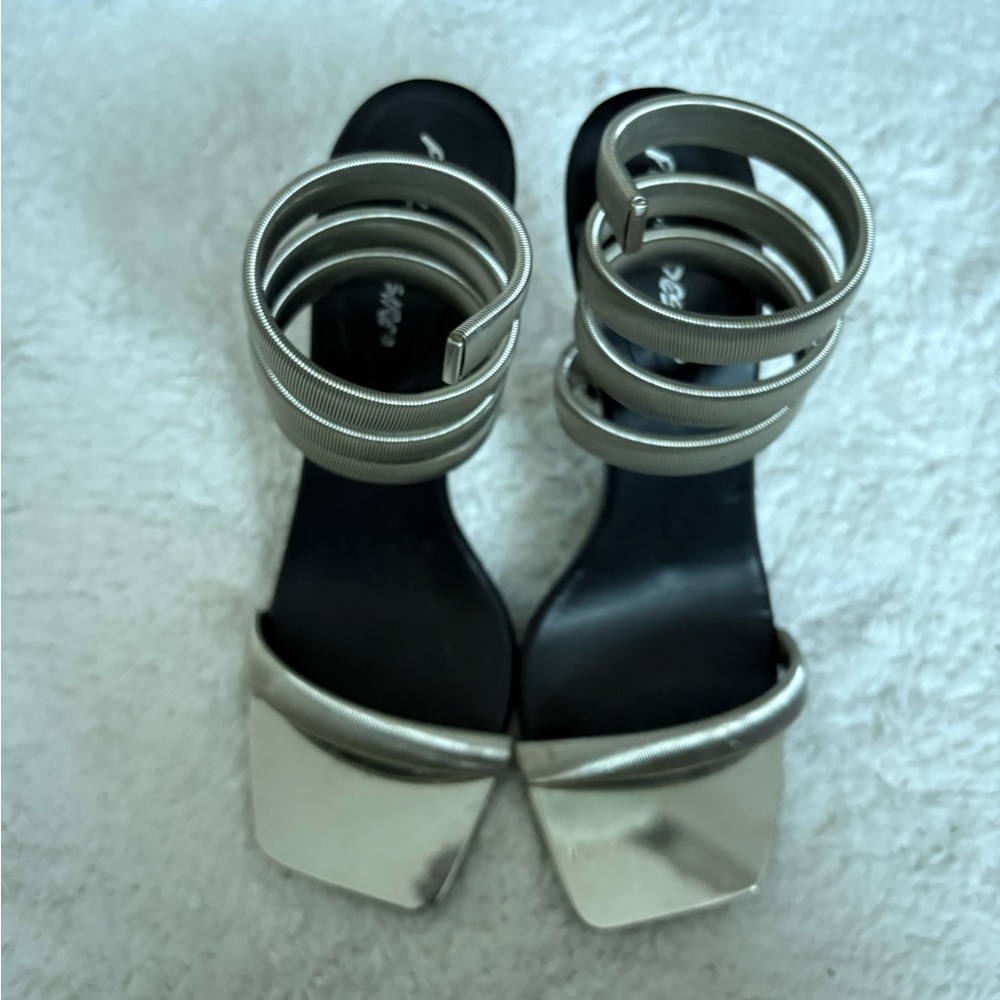 Public Desire Silver and Black Heels